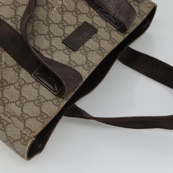 GUCCI GG Supreme Hand Bag Pvc Beige Brown Silver - Picture 6 of 16